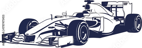 Stylish Formula 1 Race Car Illustration in Blue Speed, Motorsports, and Automotive Design