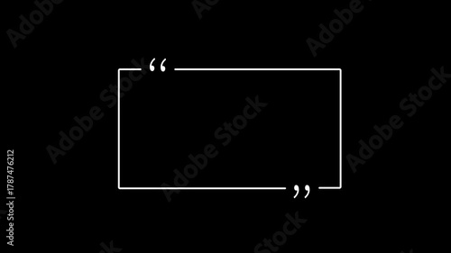 Text quote sign. White Icon with long shadow in black background. Quotes Box Icon, Flat Sign & Trendy Symbol. Quotes form and speech box isolated.
