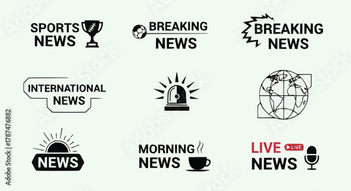Collection of News, Media, and Broadcasting Vector Logo Icons Set