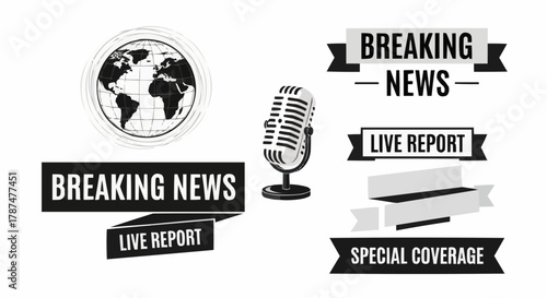 Collection of News, Media, and Broadcasting Vector Logo Icons Set