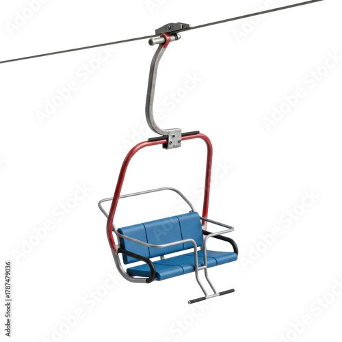 Ski lift ride adventure mountain resort winter aerial view isolated on transparent background