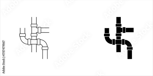 Water pipes linear icon set. Plumbing. Thin line customizable illustration. Contour symbol. Vector isolated outline drawing. Editable stroke vector illustration, eps10.
