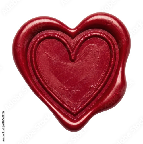 Creative heart-shaped wax seal abstract isolated on transparent background