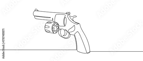 One continuous line of revolvers Minimalist linear design. Editable stroke.