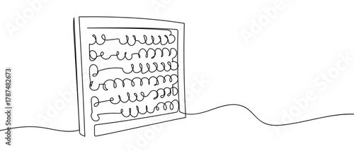 Abacus calculator, one continuous line Minimalist linear design. Editable stroke.