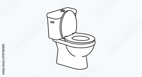 Modern toilet with open lid clean white line art for bathroom design renovation or sanitation concepts, Generative AI