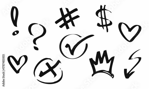 and drawn set of doodle empha...