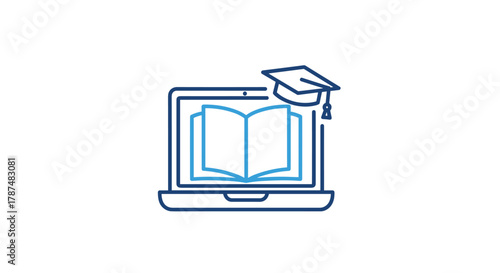 Unlock knowledge and achieve academic success with this modern online learning icon symbolizing digital education and graduation, Generative AI