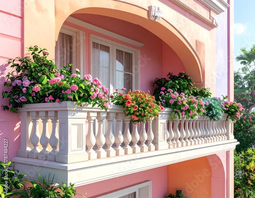 Beautiful Balcony with Colorful Flowers