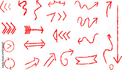 set of red and white paint strokes
