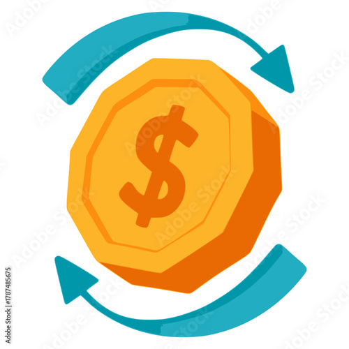 Purchase history money finance business icon flat color vector illustration template design