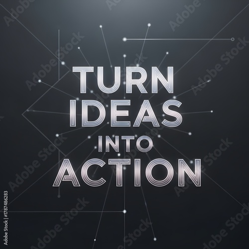 Motivational quote on a dark background encouraging innovation and proactive behavior with illuminated text and abstract connecting lines