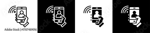 Contactless Identity Line And Solid Icon In White And Glyph Background