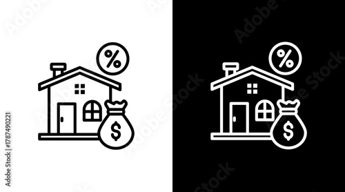 Mortgage White Icon Set Design
