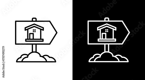 Direction Sign White Icon Set Design