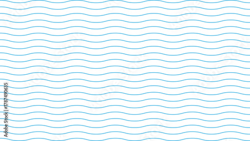 Blue Wave Lines. Horizontal Light Pattern with Sinusoidal Flow on White Background. Vector illustration