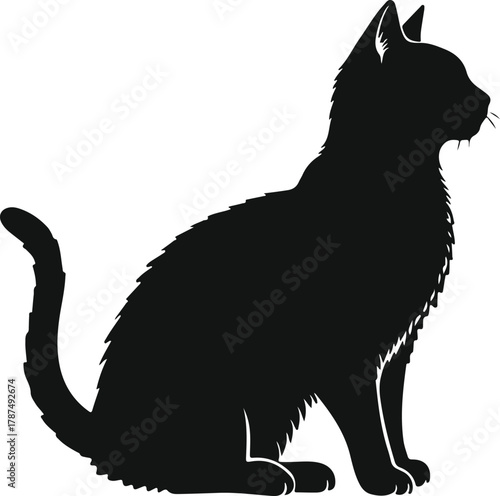 American shorthair cat silhouette vector clipart illustration