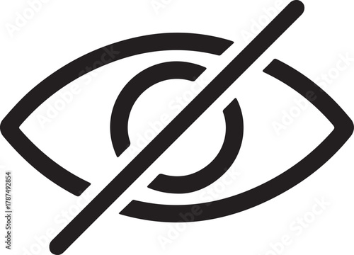 Eye symbol with a diagonal line indicating privacy