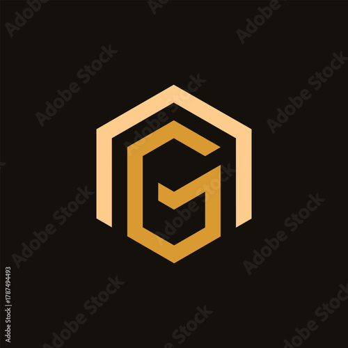 Hexagon design of the AG letter logo shape