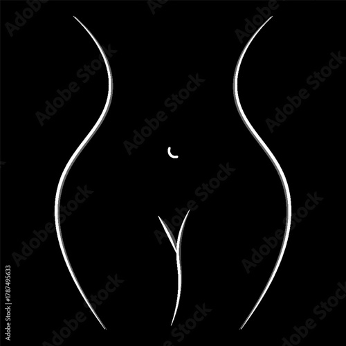 front view female stylized half body contour vector illustration
