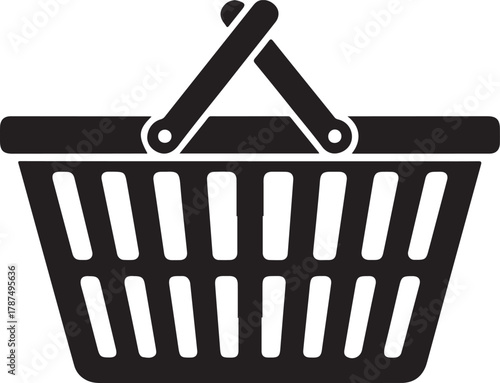 Black shopping basket icon on a clean white background shopping cart icon retail icon