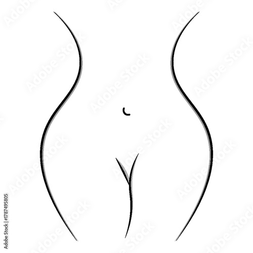 front view female stylized half body contour vector illustration