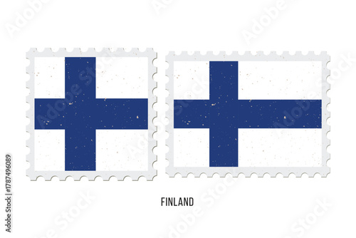Postage stamp Finland. Vintage vector illustration in grunge style.