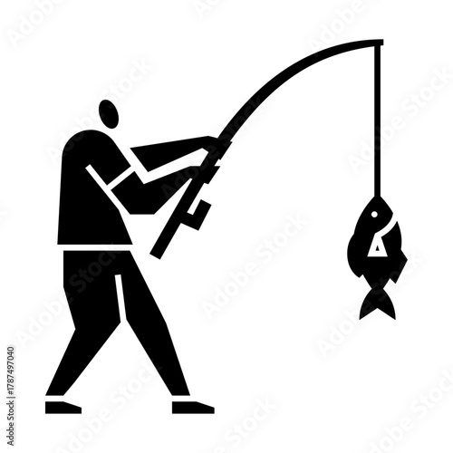 fishing glyph icon. fishing illustration.