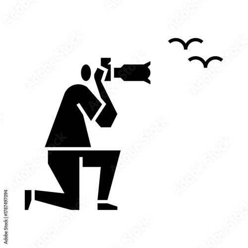 photographer glyph icon. nature photography illustration.