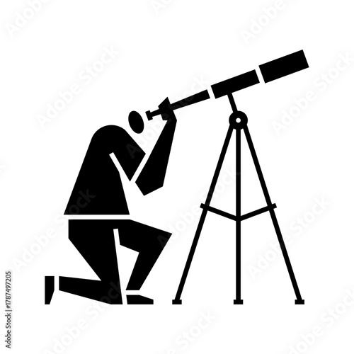 Telescope glyph icon. astronomy illustration.