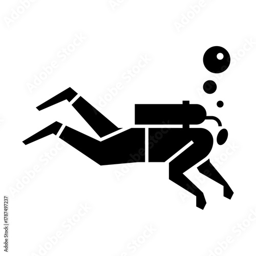 diving glyph icon. scuba diving illustration.