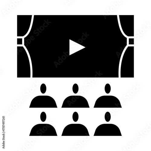 cinema glyph icon. theater illustration.