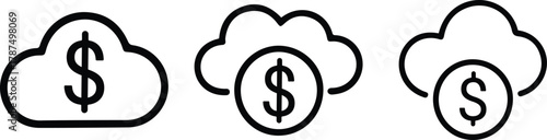 Cloud Computing and Pricing Icons. Thin Line Vector Set