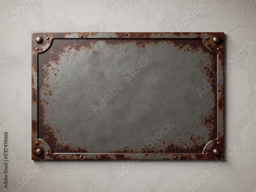 Blank signboard made of rus...
