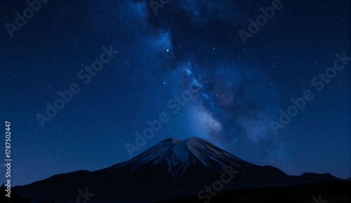 Starry night sky over mountain silhouette - ultra realistic photo