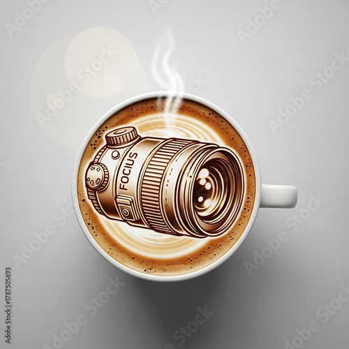 Start your day with creativity and focus with this latte art camera lens, perfect for photographers and coffee lovers who appreciate a unique blend