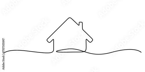Continuous one line drawing of a home icon minimalist single line art style vector illustration