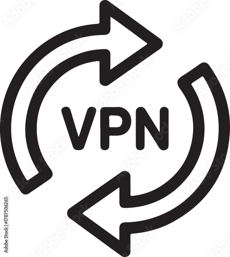 Vpn icon with circular arrows symbolizing connection