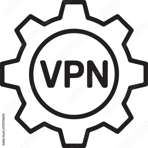 Vpn gear icon for network security and privacy