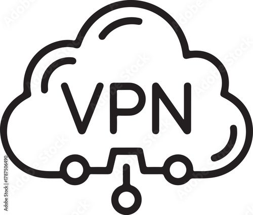 Cloud vpn icon representing secure online connection
