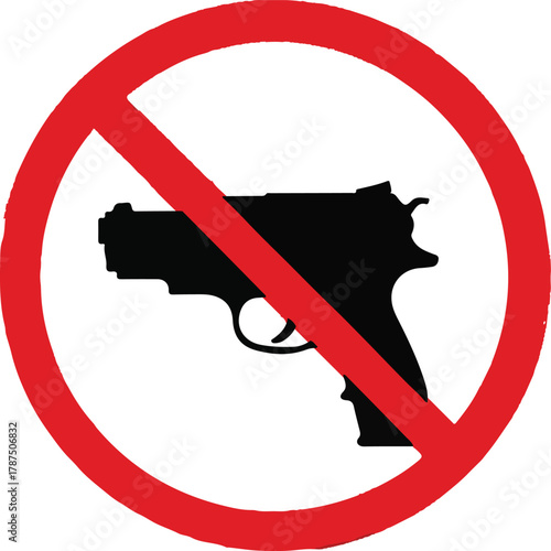 Guns,No Guns Allowed Sign Red Circle Prohibition Symbol. Stop gun violence symbol prohibition sign. no gun icon .