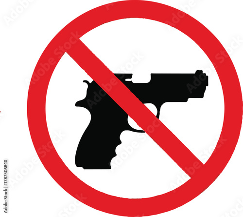 Guns,No Guns Allowed Sign Red Circle Prohibition Symbol. Stop gun violence symbol prohibition sign. no gun icon .
