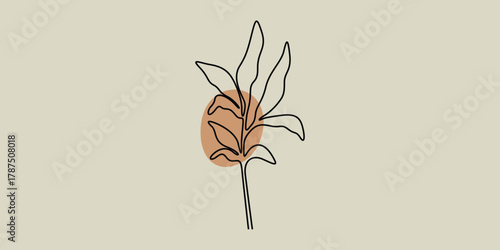 Continuous one line minimalist style botanical floral print vector illustration