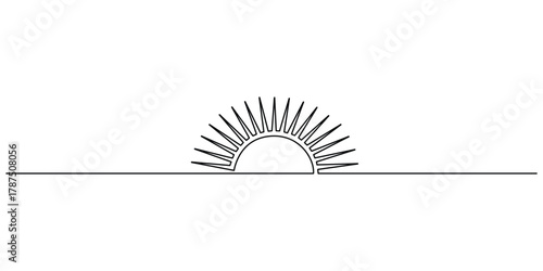Sun continuous one line drawing illustration. Sun icon single line minimalist style vector illustration