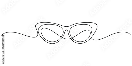 Sunglasses icon continuous one line drawing. Single line art sunglass. Minimalist style line art outline sunglasses vector illustration