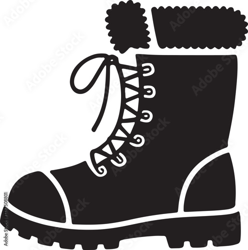 Lace Up Boot with Fur Trim Winter Footwear Fashion Silhouette