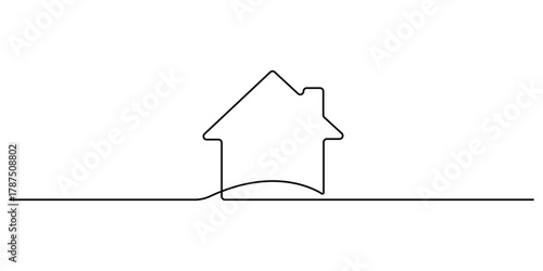 Continuous one line drawing of home icon. Minimalist single line art style house or home. Vector illustration
