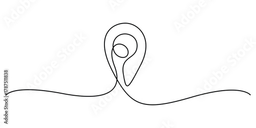 GPS location pointer continuous one line drawing minimalist style art vector illustration