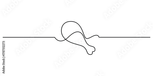Fried chicken drumstick continuous one line drawing minimalist style art vector illustration
