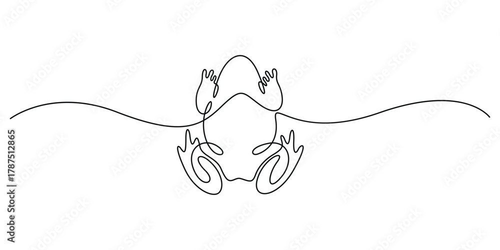Obraz premium Frog in one continuous line drawing. Single line art, minimalist style animal vector. Graphic illustration